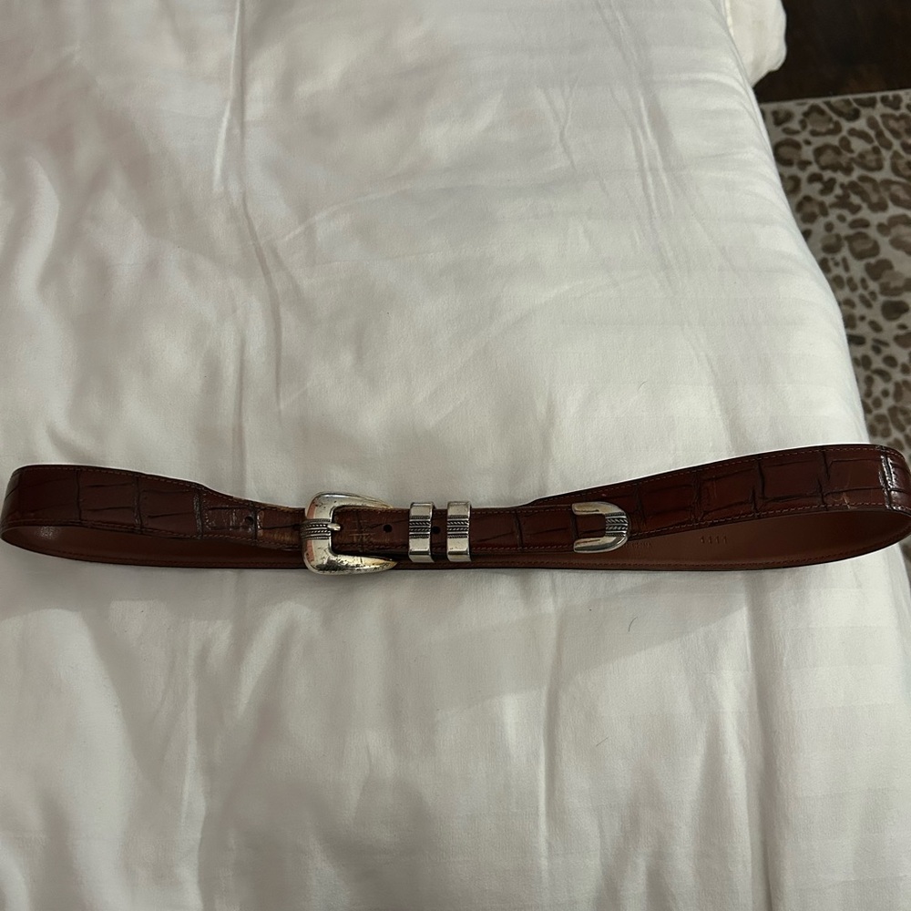 Jos. A. Bank Vintage Brown Leather Belt with Silver Buckle
